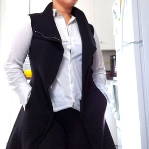 Rick owens lilies vest black zip up asymmetrical sleeveless jacket women…